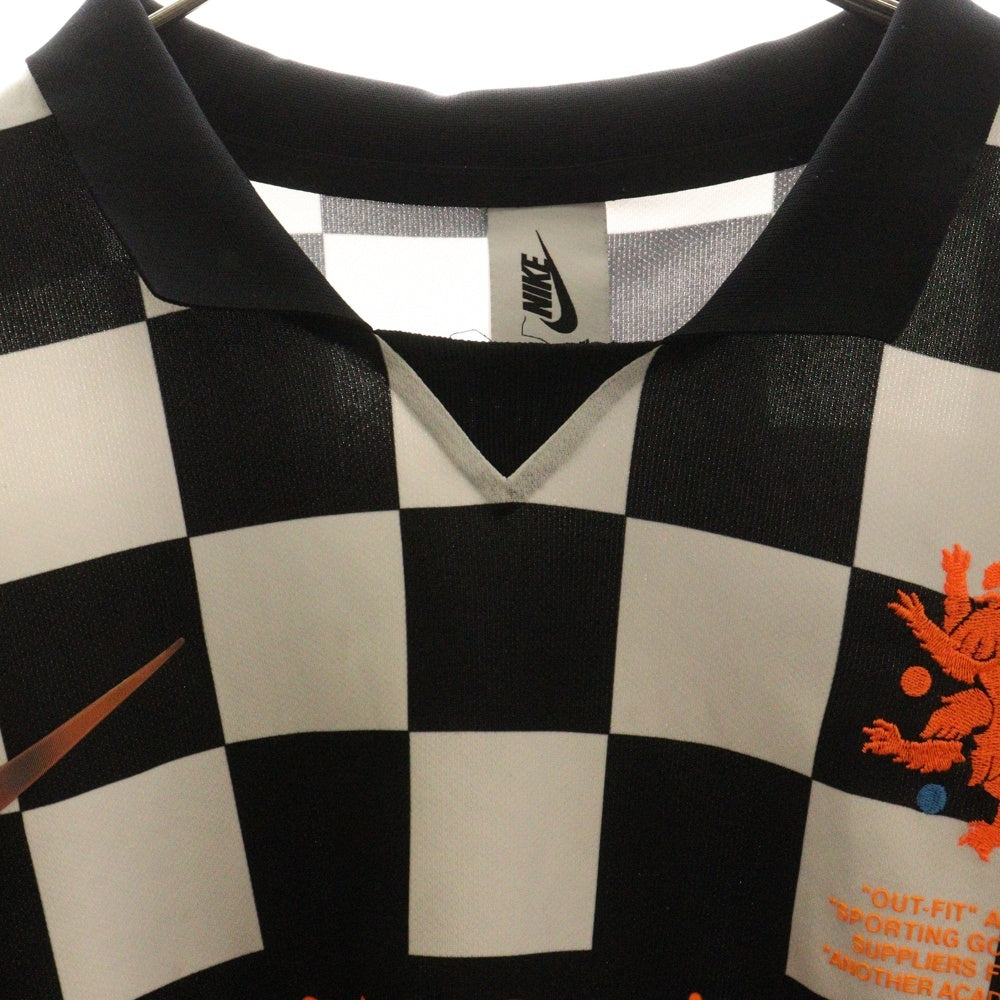 NIKE(ナイキ) 18SS ×OFF-WHITE FB JERSEY AWAY オフホワイト フットボール アウェイ ジャージ チェック柄長袖 ロングスリーブシャツ ブラック/ホワイト AO1217-010