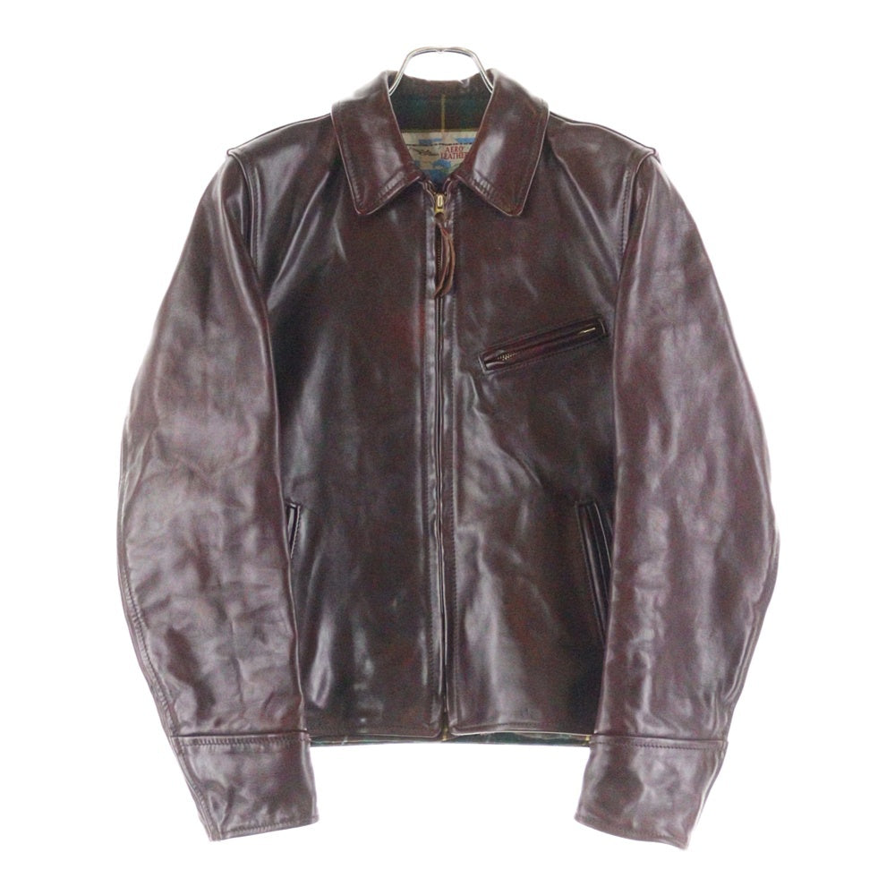 AERO LEATHER(エアロレザー) HALFBELT STF ハーフベルト スーパータイトフィット ホースハイド シングルライダース レザージャケット ボルドー