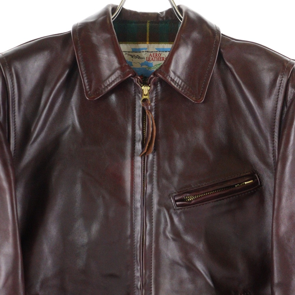 AERO LEATHER(エアロレザー) HALFBELT STF ハーフベルト スーパータイトフィット ホースハイド シングルライダース レザージャケット ボルドー