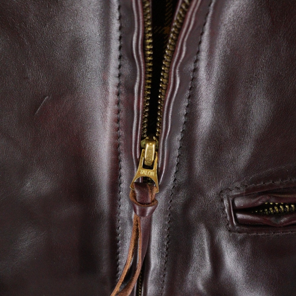 AERO LEATHER(エアロレザー) HALFBELT STF ハーフベルト スーパータイトフィット ホースハイド シングルライダース レザージャケット ボルドー