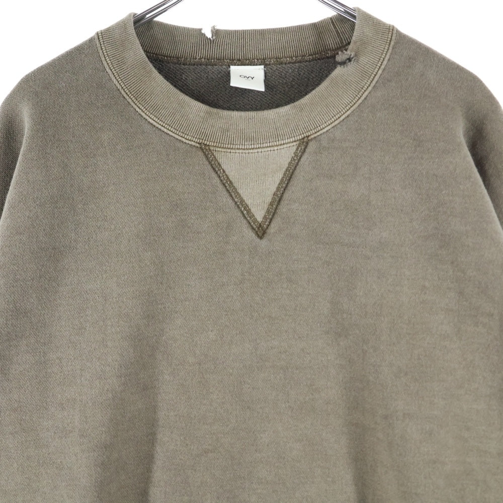 NO BRAND(ノーブランド) OVY オヴィー Pigment Damage Processing Crew Neck Sweat ピグメントダメージプロッセシング クルーネックスウェット トレーナー ブラウン