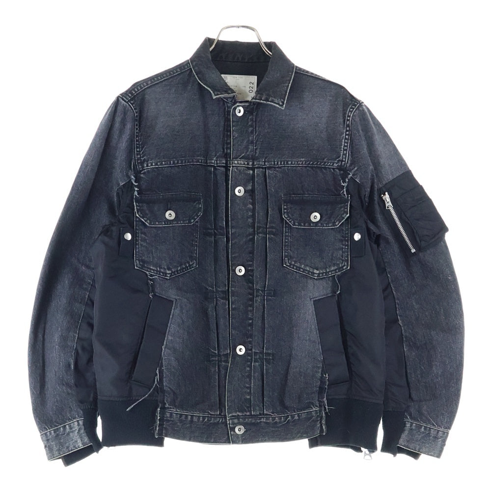 Sacai(サカイ) 20AW Denim × MA-1 Jacket ドッキング デニム トラッカージャケット ブラック SCM-022