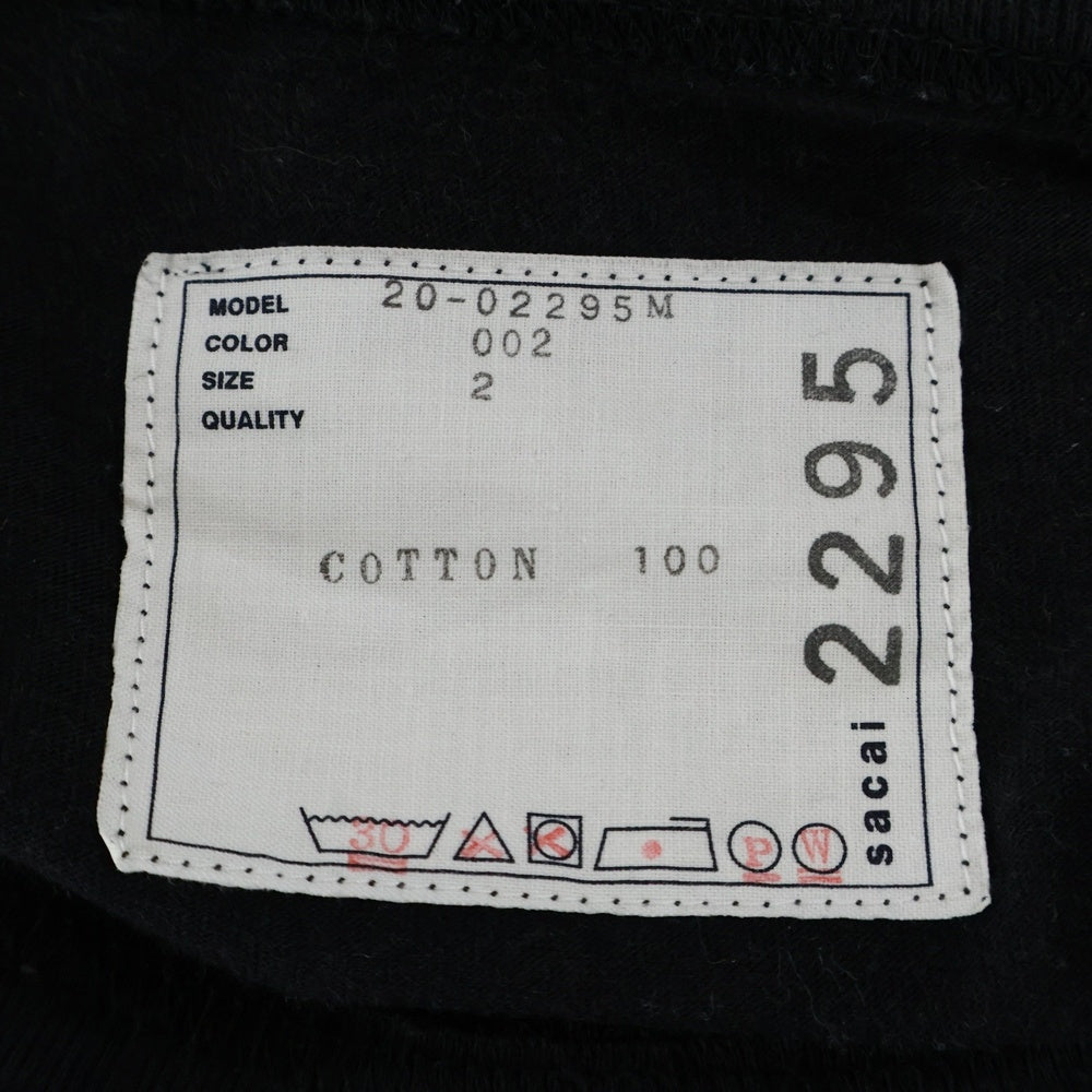 Sacai(サカイ) Zip Sleeve Long Tee ジップスリーブTシャツ ブラック 20-02295M