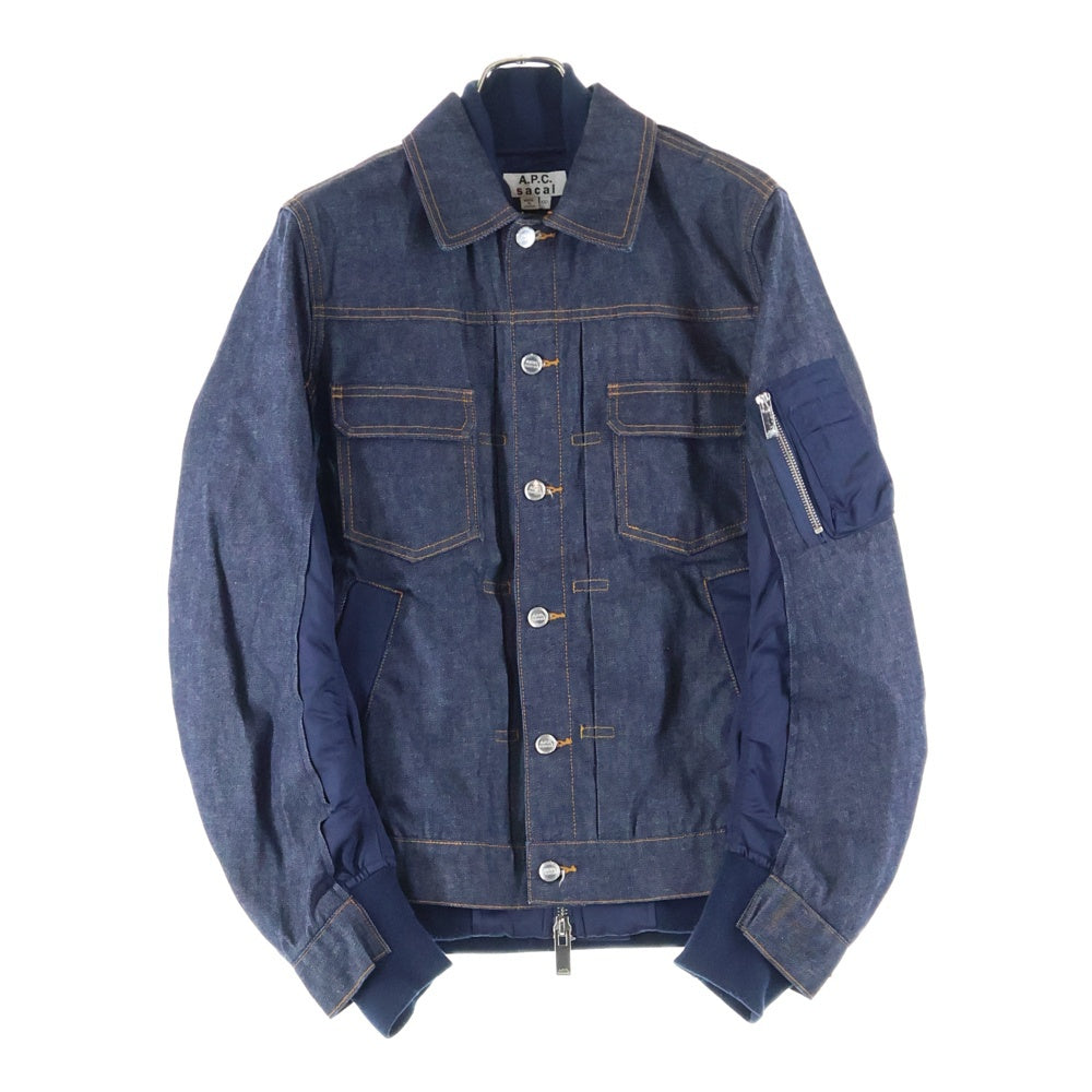 Sacai(サカイ) 21SS ×A.P.C. EIMI MA-1 BLOUSON アーペーセー ドッキングデニムジャケット インディゴ