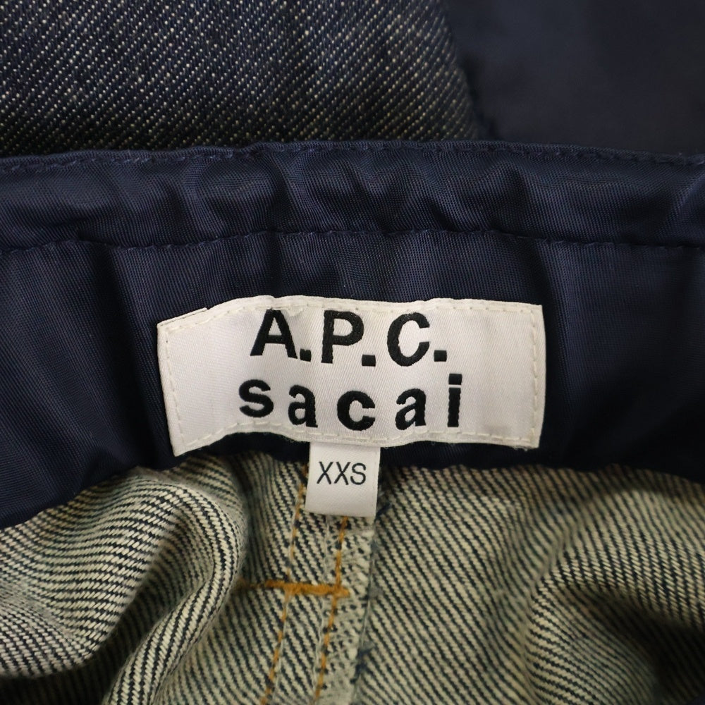 Sacai(サカイ) 21SS ×A.P.C. PANTALON HARU アーペーセー ドッキングデニムパンツ インディゴ