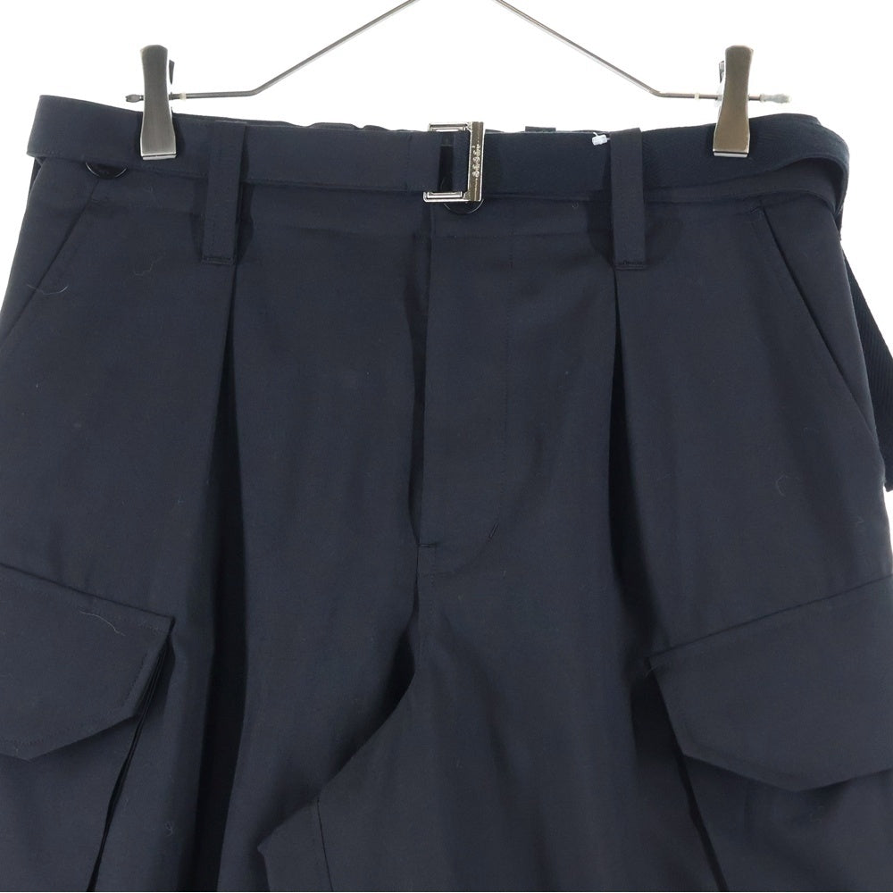 Sacai(サカイ) 25SS ベルテッド ポリウール カーゴパンツ ブラック 25