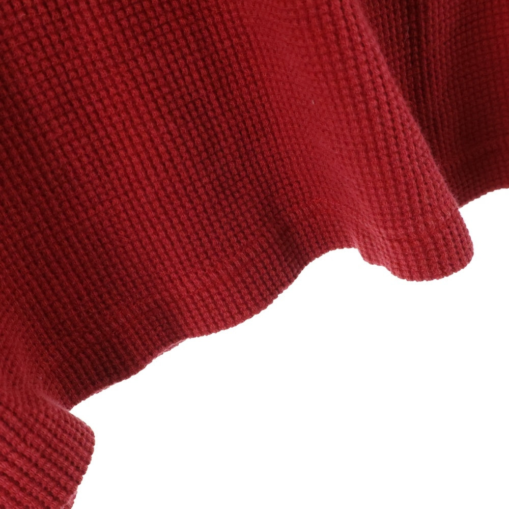 Eddie Bauer(エディバウワー) インドネシア製 コットンワッフル ヘンリーネック 長袖Tシャツ カットソー レッド