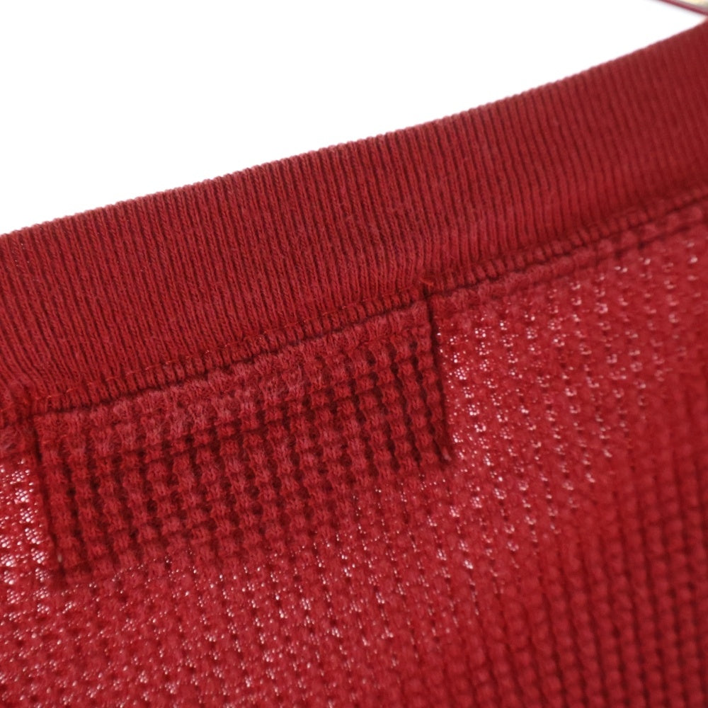 Eddie Bauer(エディバウワー) インドネシア製 コットンワッフル ヘンリーネック 長袖Tシャツ カットソー レッド