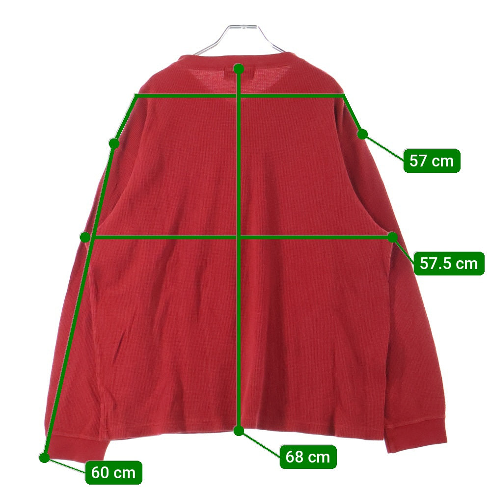 Eddie Bauer(エディバウワー) インドネシア製 コットンワッフル ヘンリーネック 長袖Tシャツ カットソー レッド