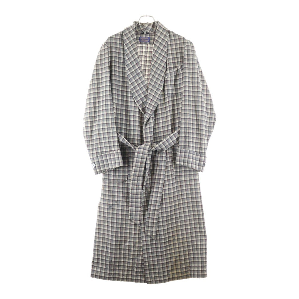 PENDLETON(ペンドルトン) 40S VINTAGE ヴィンテージ USA製 チェック柄 ウール ロングガウンコート グレー