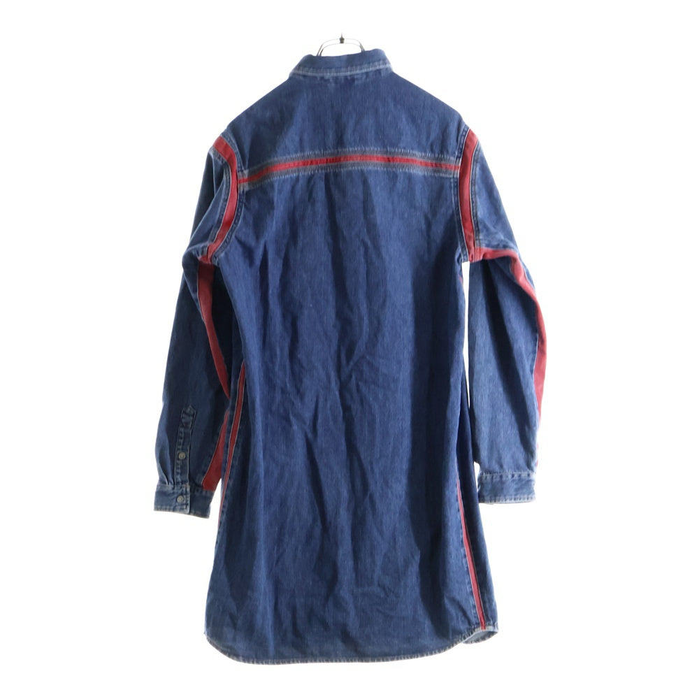 DIESEL(ディーゼル) DE-HORA-FS ライン切り替え ロゴデザイン 9B ダブル胸ポケット デニムシャツ ワンピース レディース インディゴ A05890
