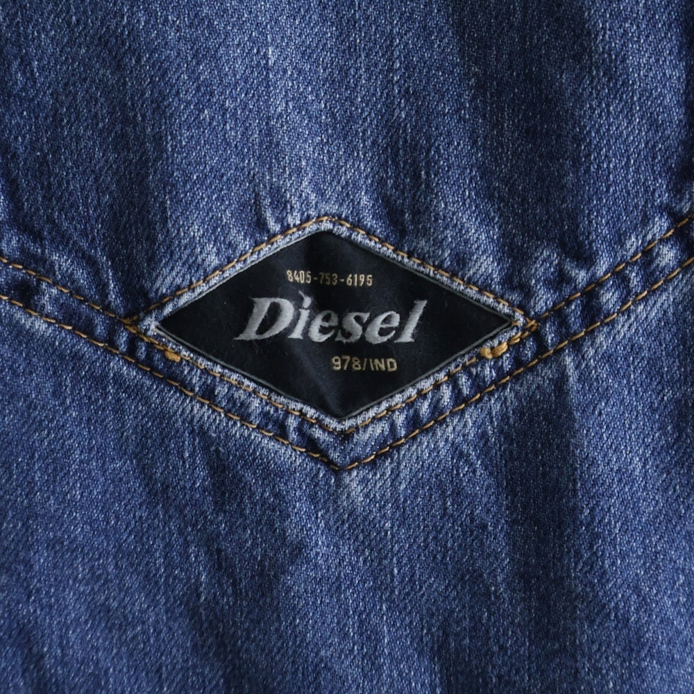 DIESEL(ディーゼル) DE-HORA-FS ライン切り替え ロゴデザイン 9B ダブル胸ポケット デニムシャツ ワンピース レディース インディゴ A05890