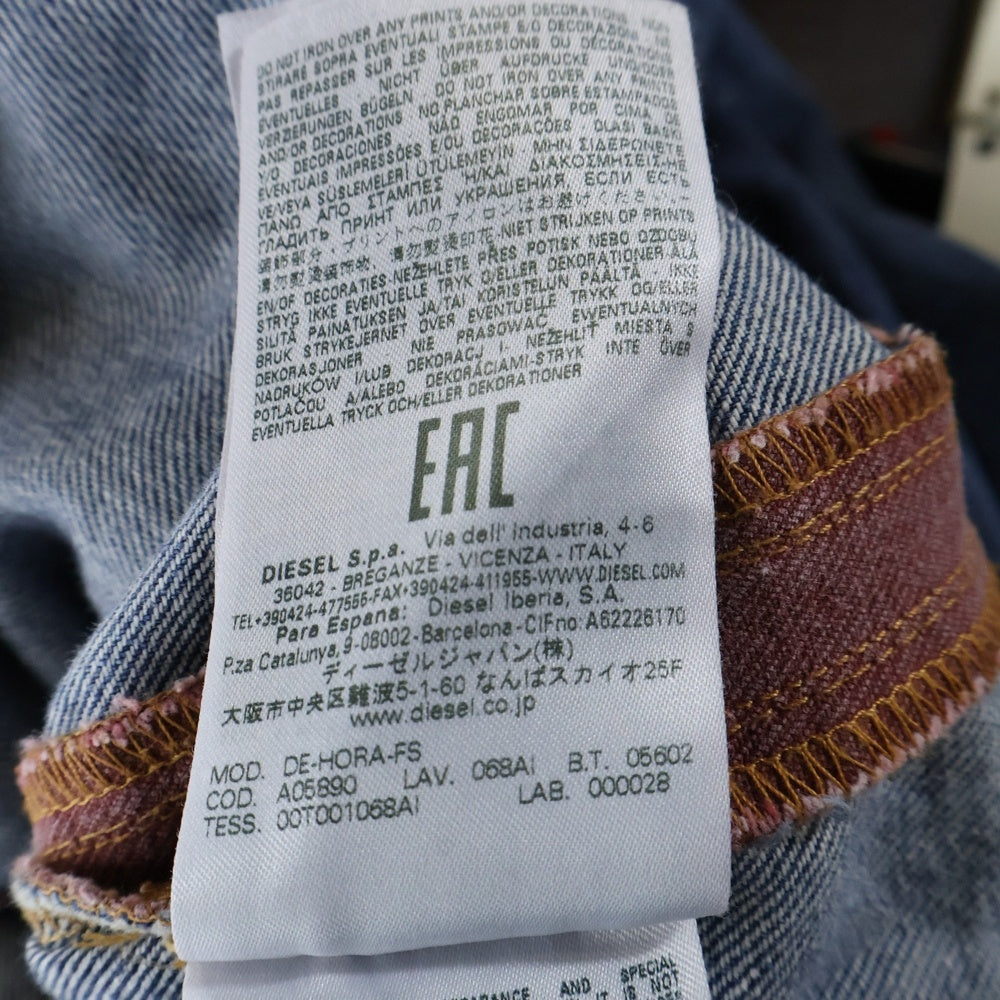 DIESEL(ディーゼル) DE-HORA-FS ライン切り替え ロゴデザイン 9B ダブル胸ポケット デニムシャツ ワンピース レディース インディゴ A05890