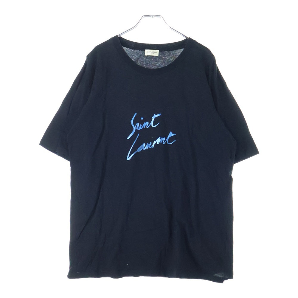 SAINT LAURENT PARIS(サンローランパリ) ロゴプリント Tシャツ 半袖カットソー ブラック/ブルー 480406