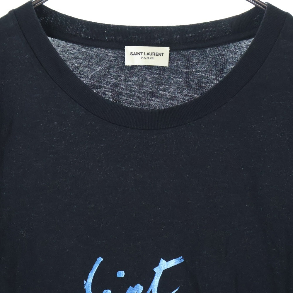 SAINT LAURENT PARIS(サンローランパリ) ロゴプリント Tシャツ 半袖カットソー ブラック/ブルー 480406