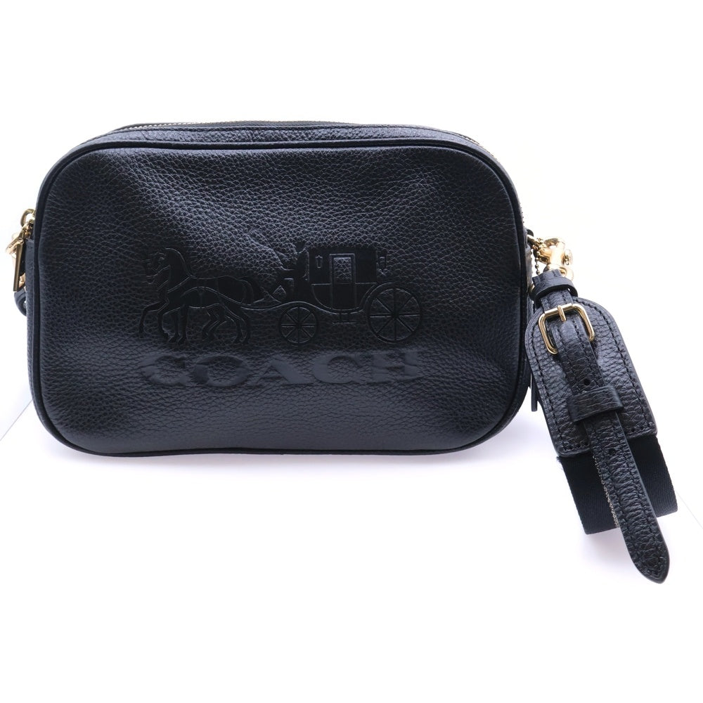 COACH(コーチ) フロントロゴデザイン チャーム付き レザーショルダーバッグ ブラック ゴールド金具 B2079-F75818