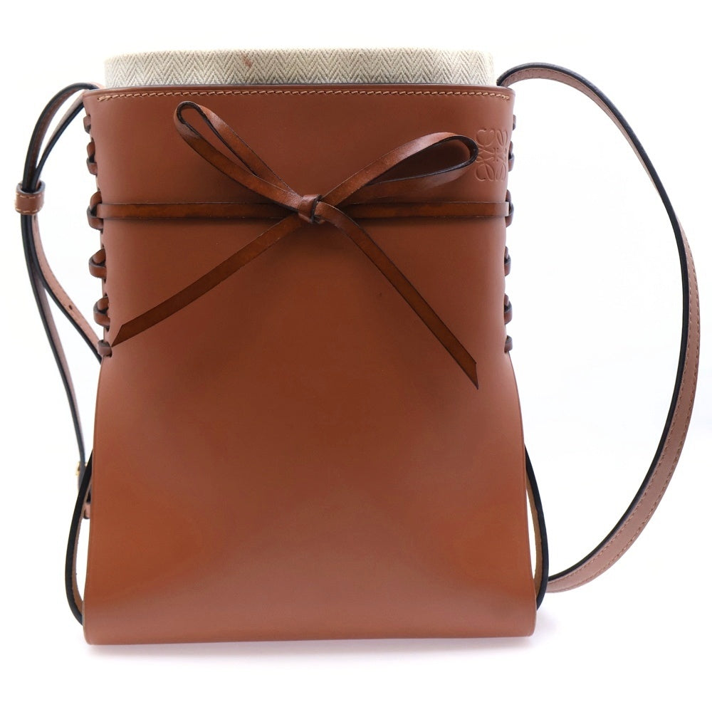 LOEWE(ロエベ) IKEBANA イケバナ アナグラム カーフスキン レースアップ レザー トートバッグ ブラウン レディース A858I01X01