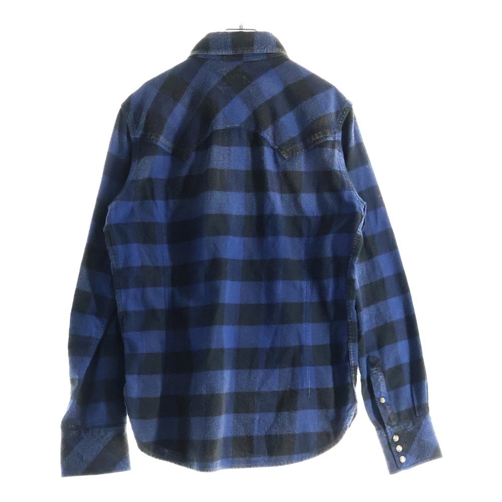 T.M.T(ティーエムティー) ダブルガーゼ ブロックチェック ウェスタン 長袖シャツ ブルー/ブラック TSH-S15IN01