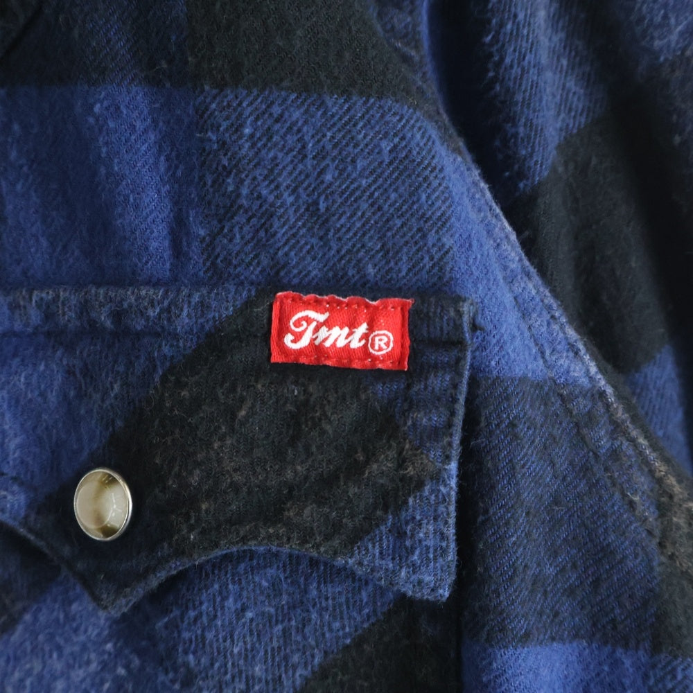 T.M.T(ティーエムティー) ダブルガーゼ ブロックチェック ウェスタン 長袖シャツ ブルー/ブラック TSH-S15IN01