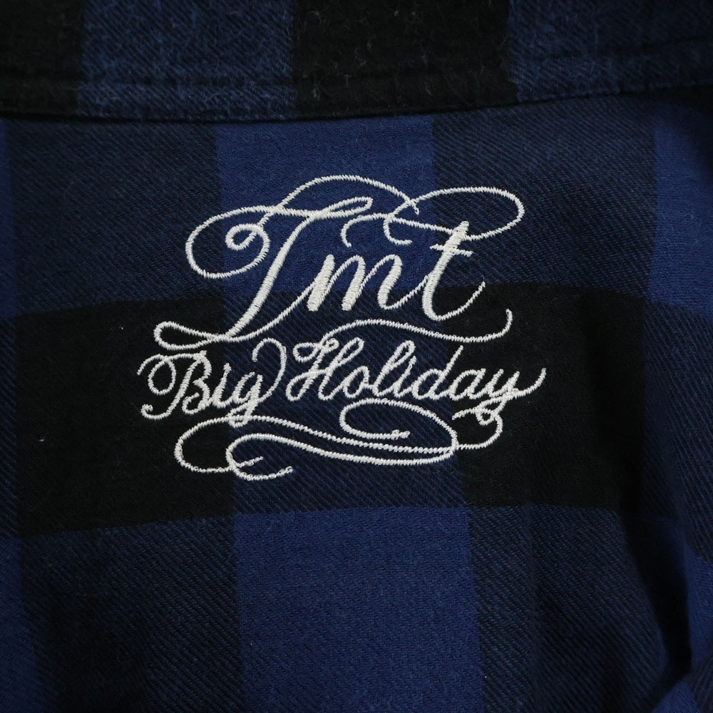 T.M.T(ティーエムティー) ダブルガーゼ ブロックチェック ウェスタン 長袖シャツ ブルー/ブラック TSH-S15IN01