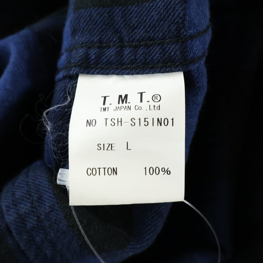 T.M.T(ティーエムティー) ダブルガーゼ ブロックチェック ウェスタン 長袖シャツ ブルー/ブラック TSH-S15IN01