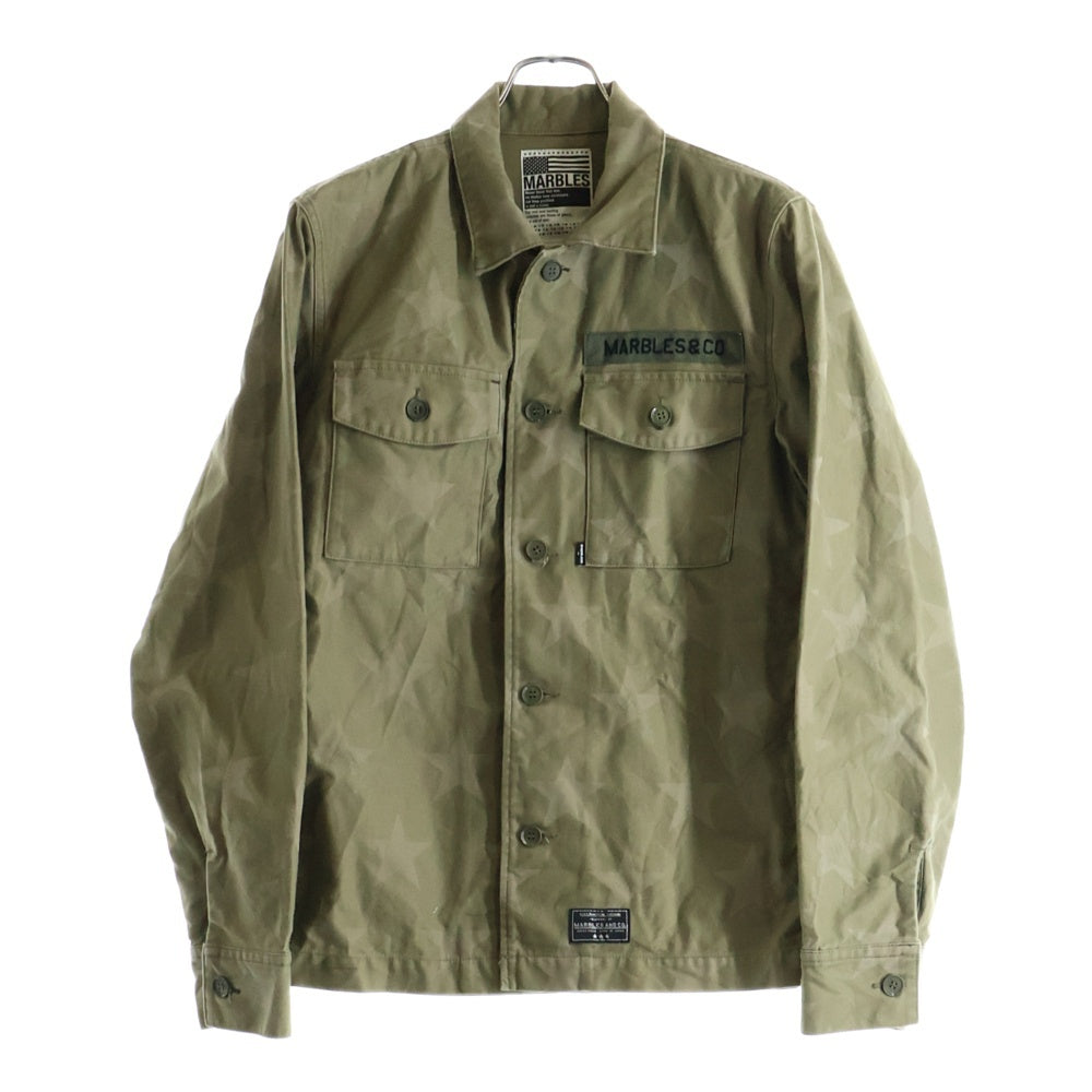 Marbles(マーブルズ) BDU SHIRT スター ロゴ ミリタリー コットン シャツ ジャケット カーキ MSH-S1802