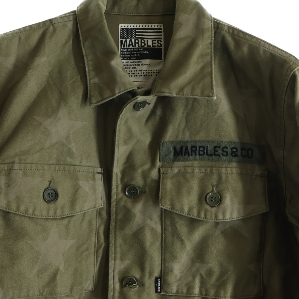 Marbles(マーブルズ) BDU SHIRT スター ロゴ ミリタリー コットン シャツ ジャケット カーキ MSH-S1802