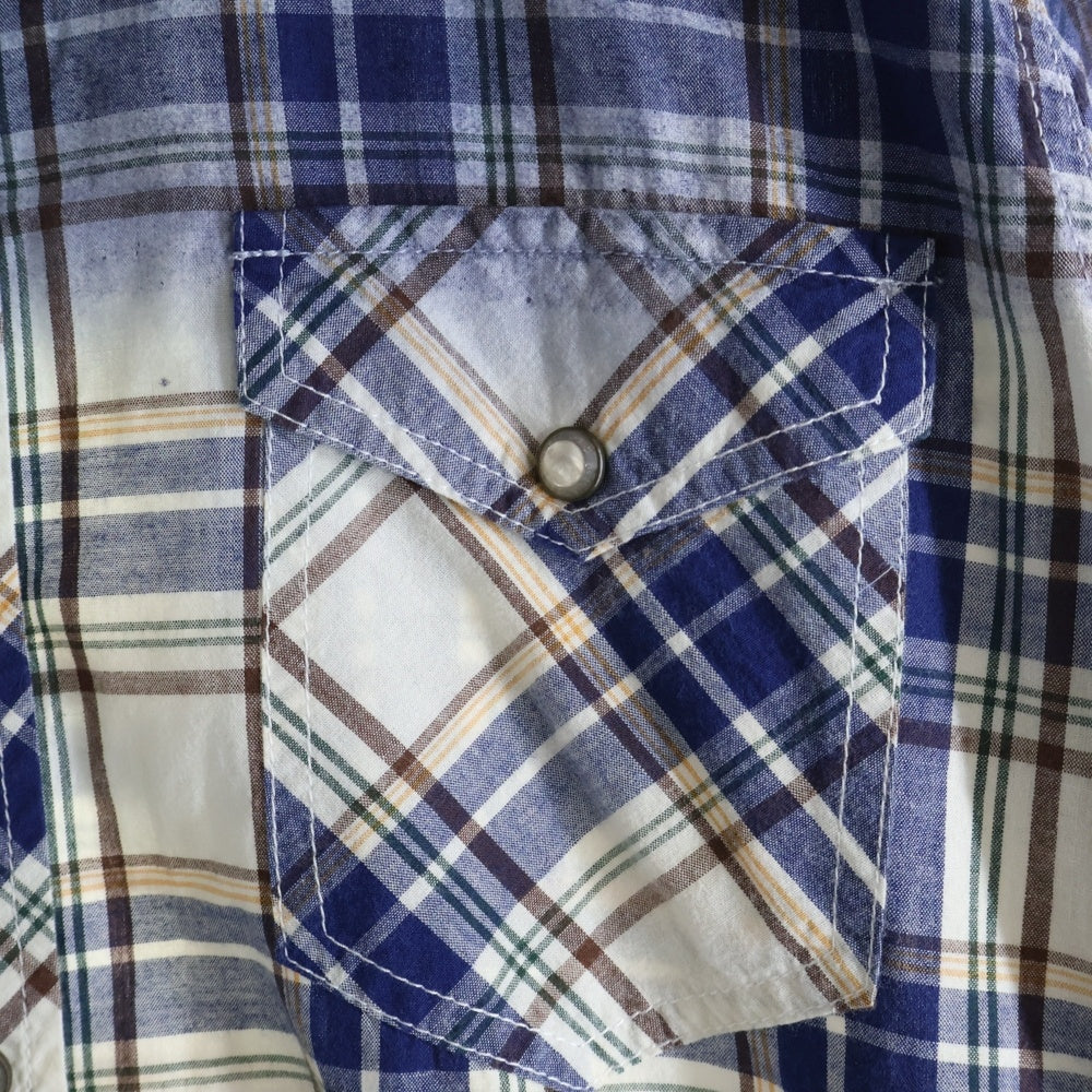 T.M.T(ティーエムティー) レギュラーカラー グラデーション タータンチェック ロングスリーブ 長袖 シャツ ブルー TSH-S1607