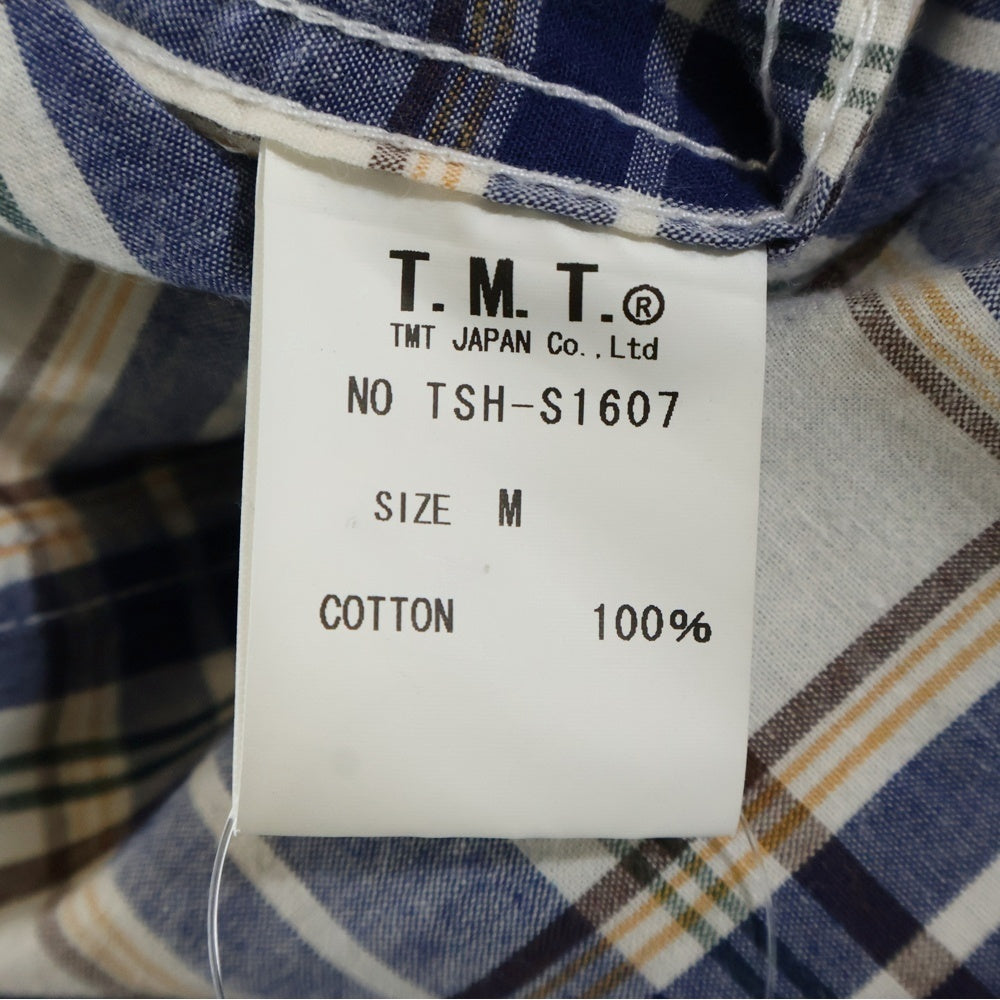 T.M.T(ティーエムティー) レギュラーカラー グラデーション タータンチェック ロングスリーブ 長袖 シャツ ブルー TSH-S1607