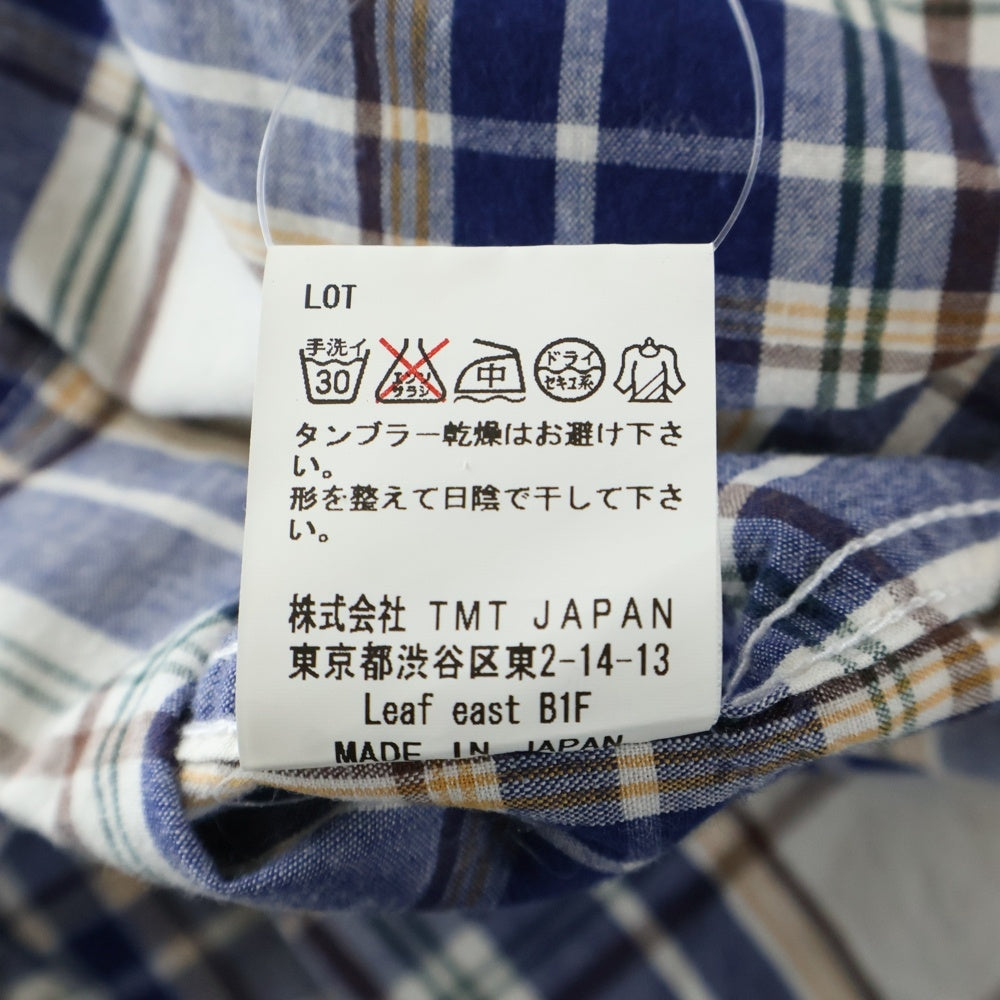 T.M.T(ティーエムティー) レギュラーカラー グラデーション タータンチェック ロングスリーブ 長袖 シャツ ブルー TSH-S1607