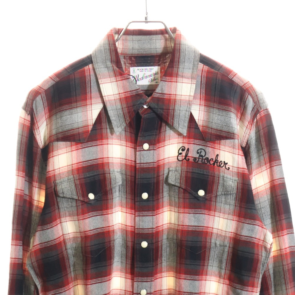 WACKO MARIA(ワコマリア) レギュラーカラー タータンチェック レーヨン ウエスタン ロングスリーブ 長袖シャツ レッド