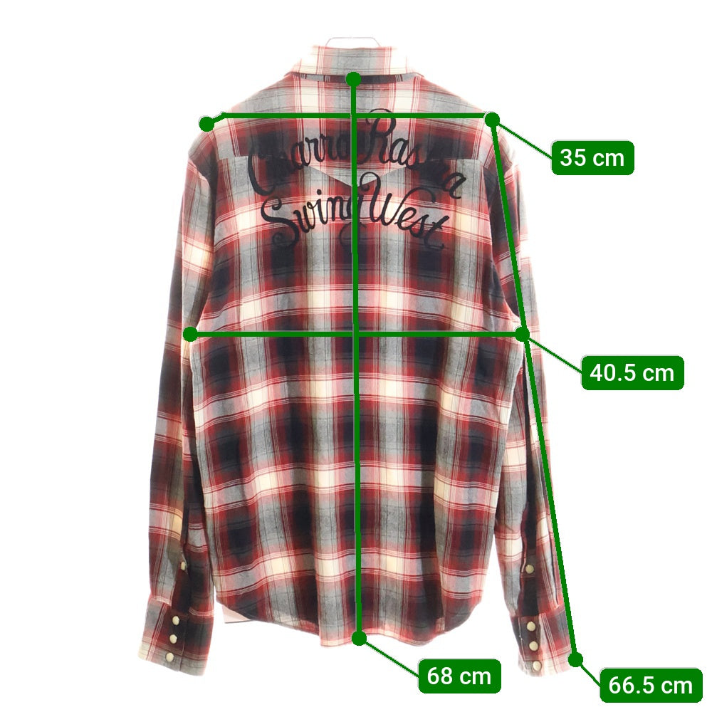 WACKO MARIA(ワコマリア) レギュラーカラー タータンチェック レーヨン ウエスタン ロングスリーブ 長袖シャツ レッド
