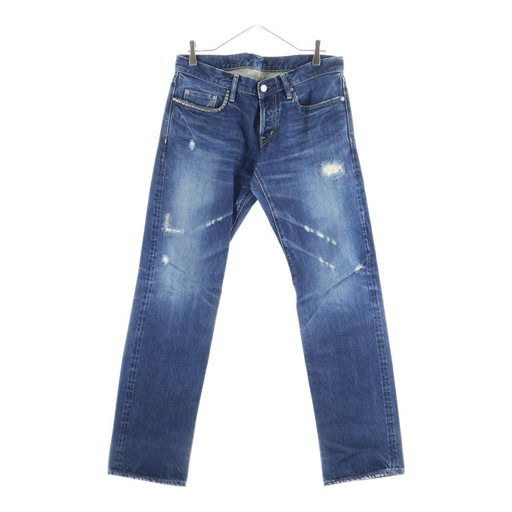 HYSTERIC GLAMOUR(ヒステリックグラマー) ロックスタッズ ウォッシュド クラッシュ ストレート デニム パンツ インディゴ 0204AP10