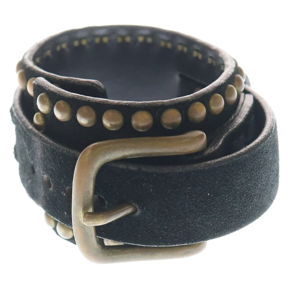 NUMBER (N)INE(ナンバーナイン) スタッズ バックル ベルト レザー バングル ブレスレット ブラック