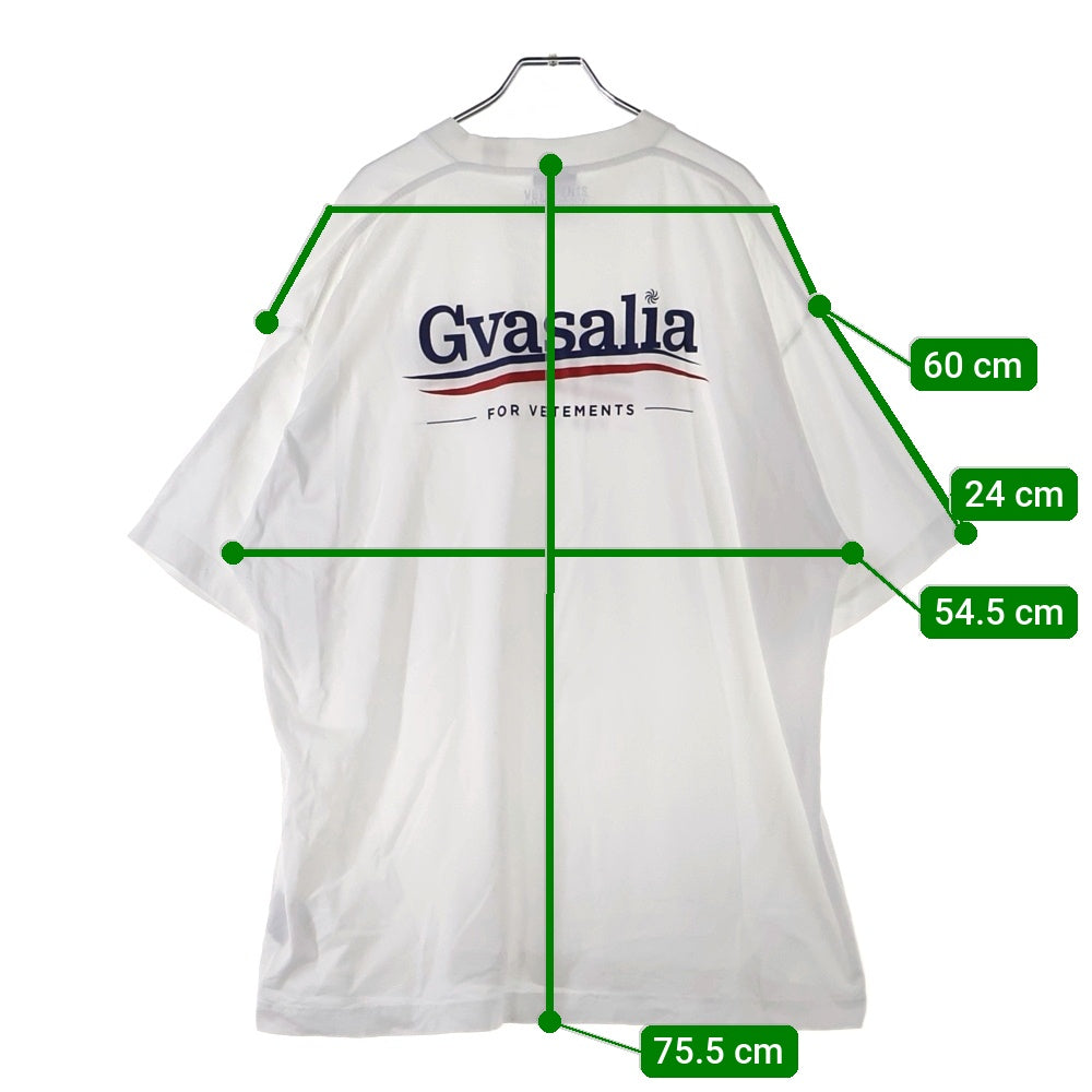 VETEMENTS(ヴェトモン) 21SS GVASALIA S/S TEE ヴァザリア クルーネック カットソー 半袖Tシャツ ホワイト UA52TR220W