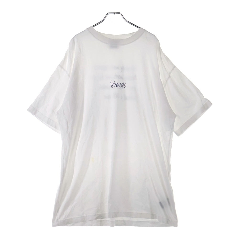 VETEMENTS(ヴェトモン) 20AW ロゴデザイン 両面プリント クルーネック カットソー 半袖Tシャツ ホワイト UAH21TR625
