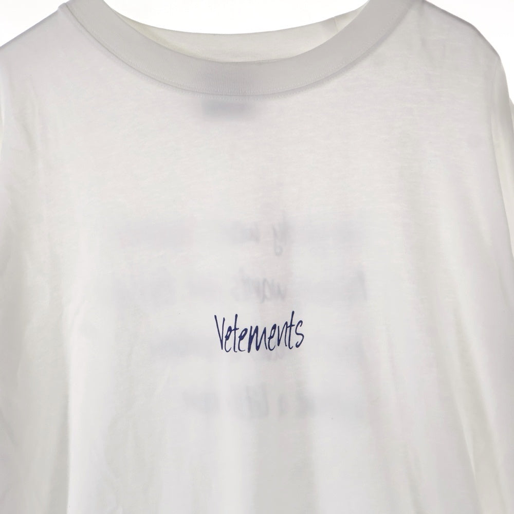 VETEMENTS(ヴェトモン) 20AW ロゴデザイン 両面プリント クルーネック カットソー 半袖Tシャツ ホワイト UAH21TR625