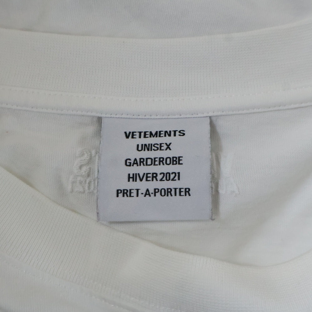 VETEMENTS(ヴェトモン) 20AW ロゴデザイン 両面プリント クルーネック カットソー 半袖Tシャツ ホワイト UAH21TR625
