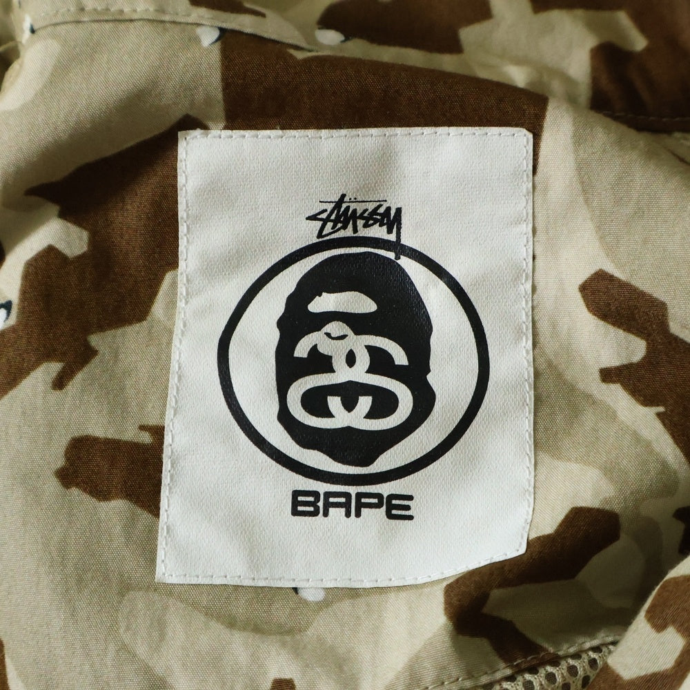 A BATHING APE(アベイシングエイプ) 13AW ×STUSSY ILL COLLABORATION DESERT CAMO RAIN JACKET イルコラボレーション デザートカモ柄 胸ロゴデザイン ジップアップ ジャケット 001LJ0731928X