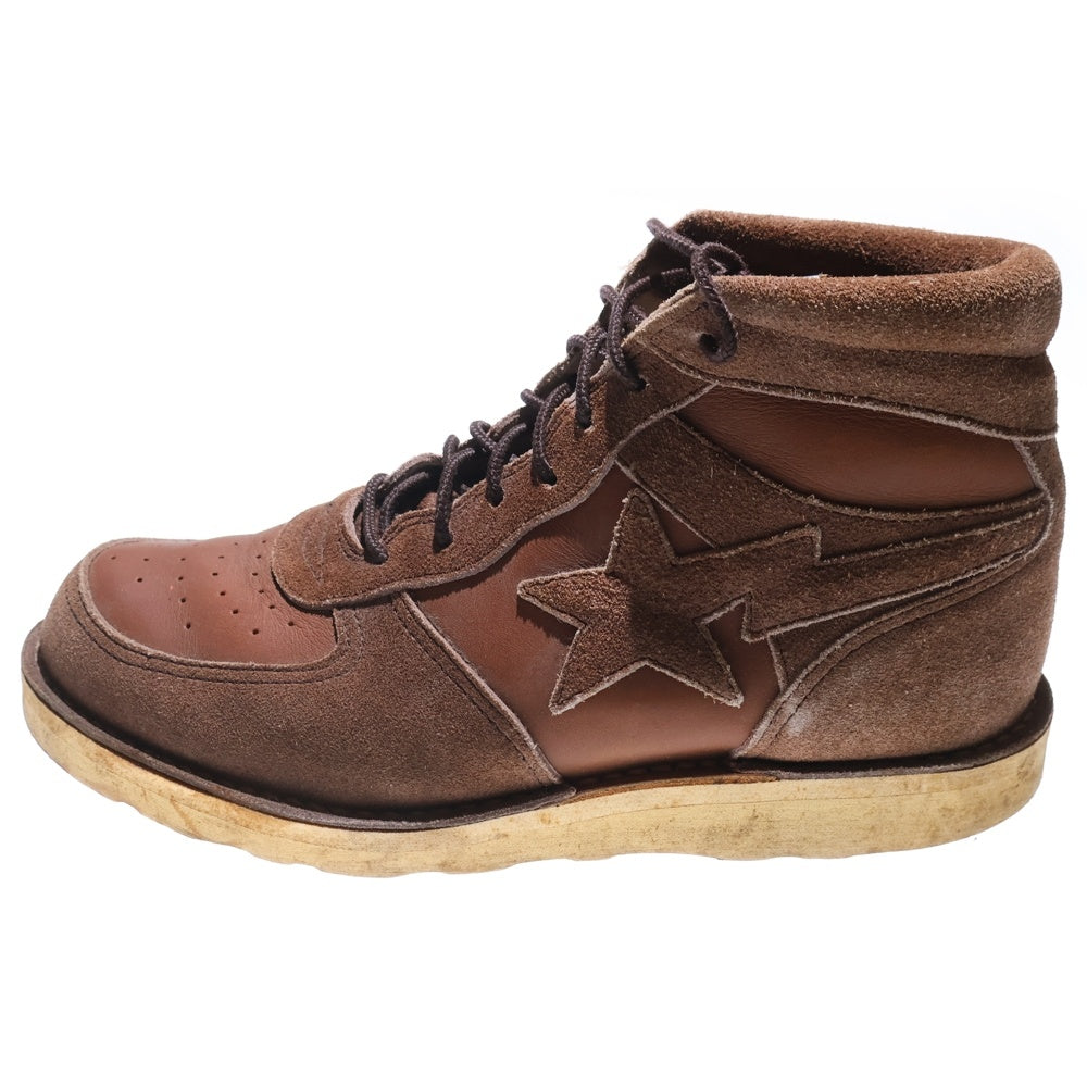 A BATHING APE(アベイシングエイプ) BAP STAR ベイプスター スターモチーフデザイン ビブラムソール スエード レザー ブーツ ブラウン