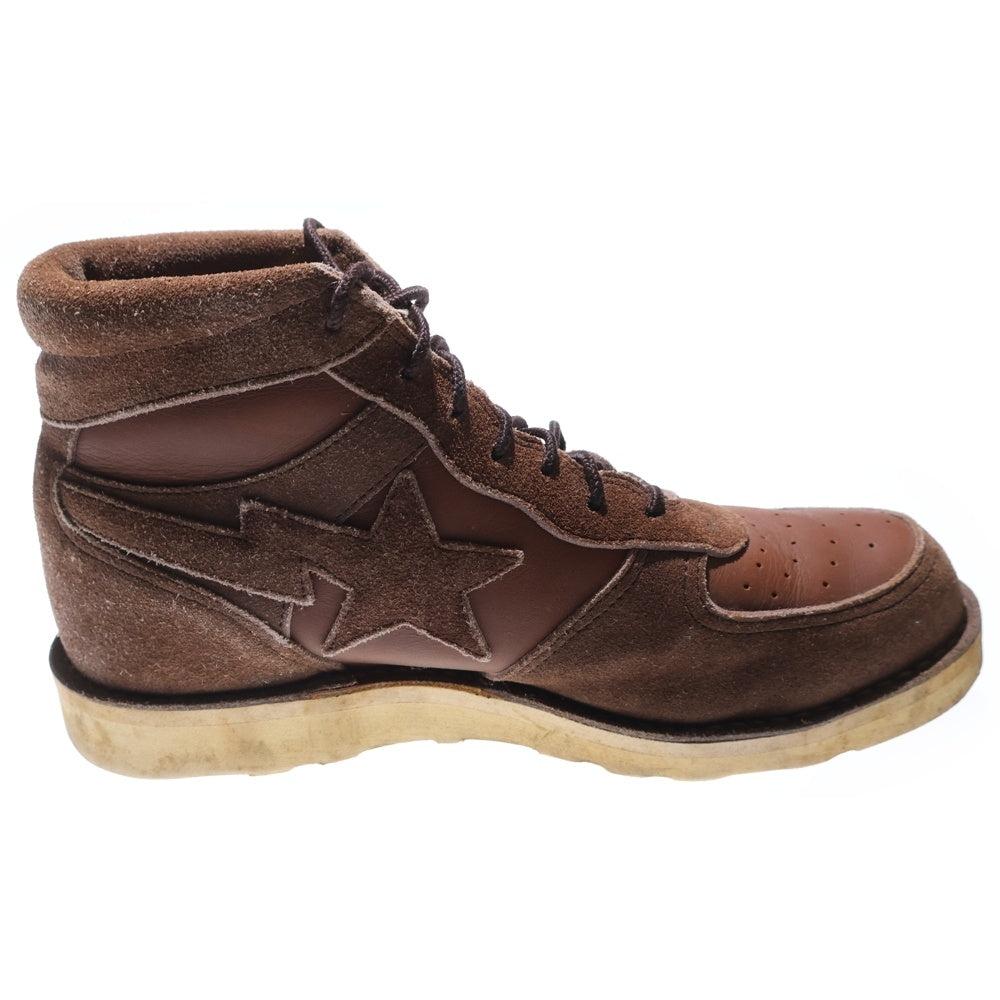 A BATHING APE(アベイシングエイプ) BAP STAR ベイプスター スターモチーフデザイン ビブラムソール スエード レザー ブーツ ブラウン
