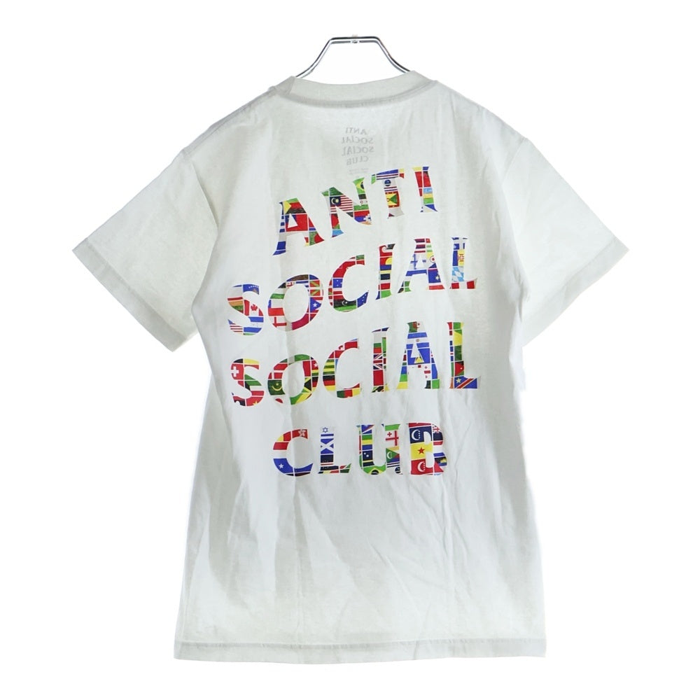 ANTI SOCIAL SOCIAL CLUB(アンチソーシャルソーシャルクラブ) 国旗ロゴプリント クルーネック半袖Tシャツ カットソー ホワイト