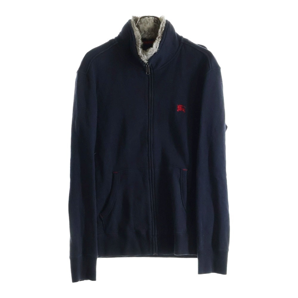 BURBERRY BLACK LABEL(バーバリー ブラックレーベル) ファーカラー ジップアップ スウェット ジャケット ネイビー D1P18‐617‐29