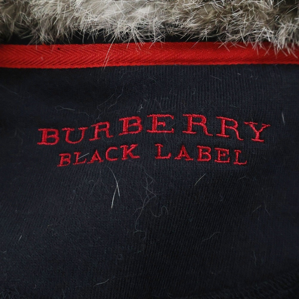 BURBERRY BLACK LABEL(バーバリー ブラックレーベル) ファーカラー ジップアップ スウェット ジャケット ネイビー D1P18‐617‐29