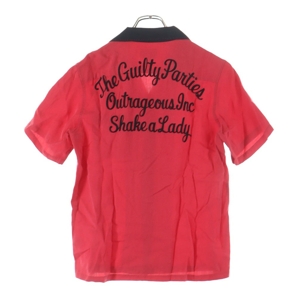 WACKO MARIA(ワコマリア) 両面エンブロイダリーデザイン 胸ポケット 5B オープンカラー ボーリング 半袖シャツ レッド