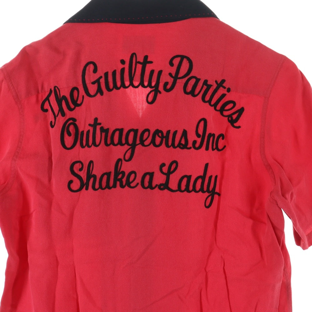 WACKO MARIA(ワコマリア) 両面エンブロイダリーデザイン 胸ポケット 5B オープンカラー ボーリング 半袖シャツ レッド