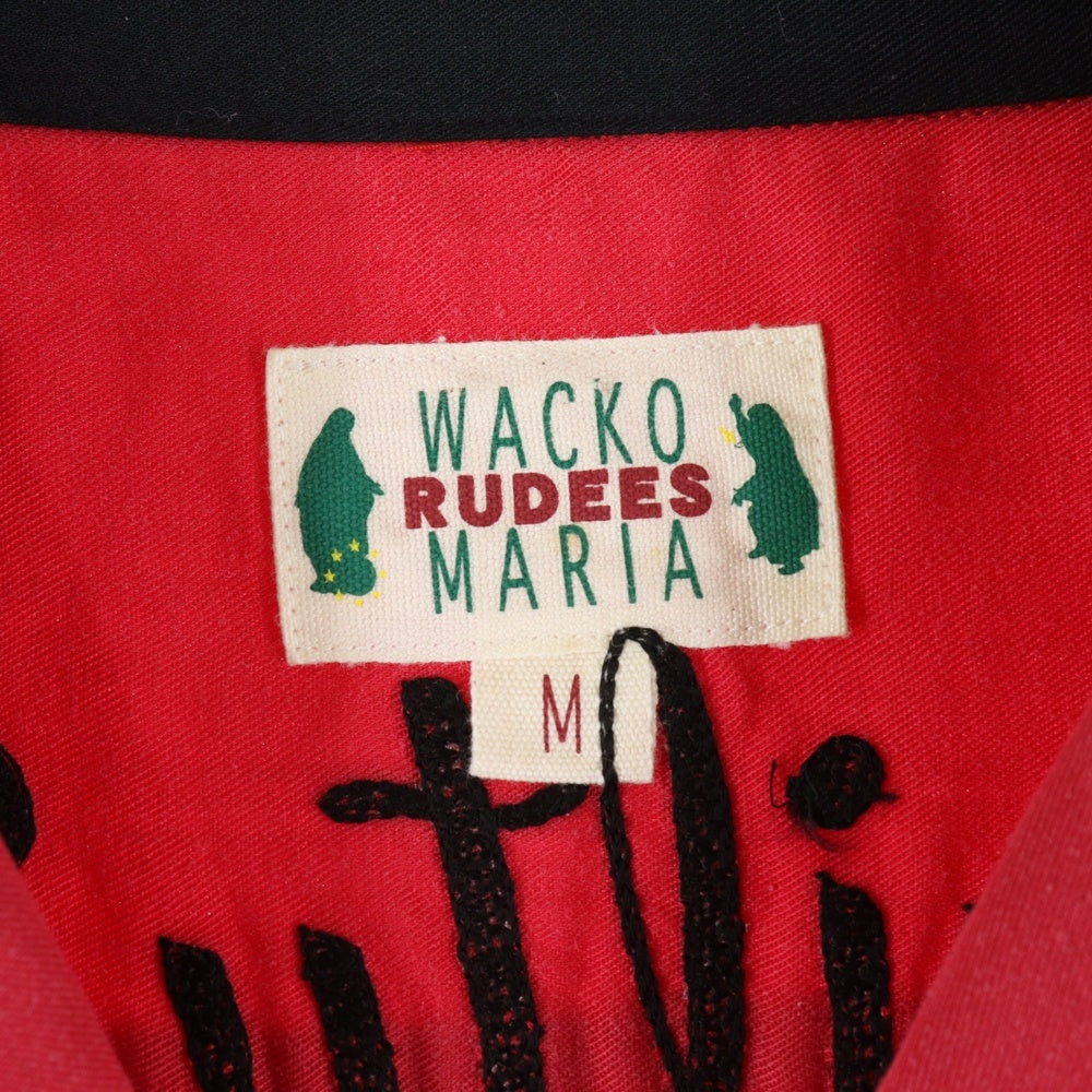 WACKO MARIA(ワコマリア) 両面エンブロイダリーデザイン 胸ポケット 5B オープンカラー ボーリング 半袖シャツ レッド