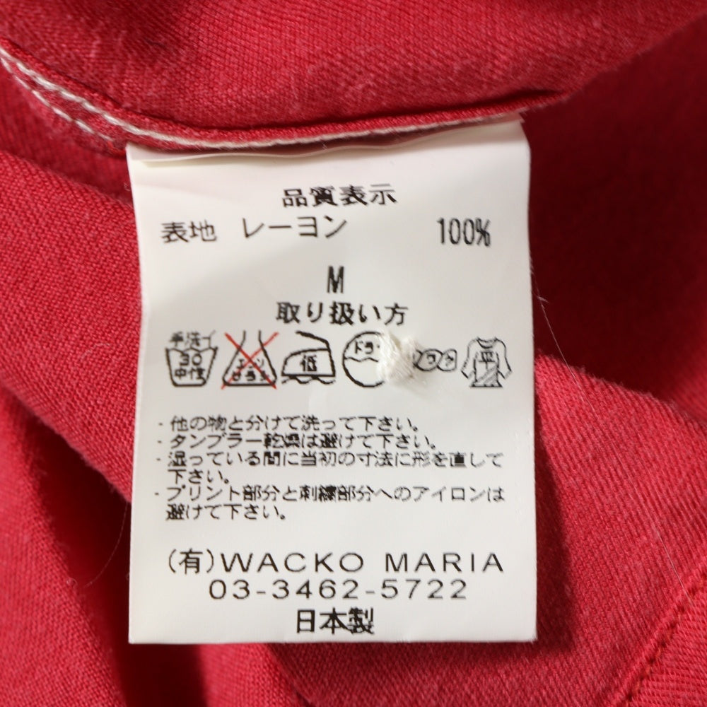 WACKO MARIA(ワコマリア) 両面エンブロイダリーデザイン 胸ポケット 5B オープンカラー ボーリング 半袖シャツ レッド