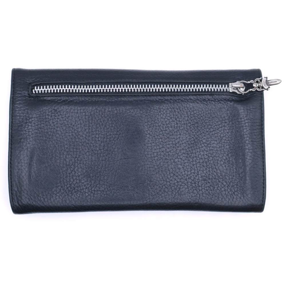 CHROME HEARTS(クロムハーツ) LONG WALLET グリーシー クロスボタン レザー ロングウォレット 長財布 ブラック