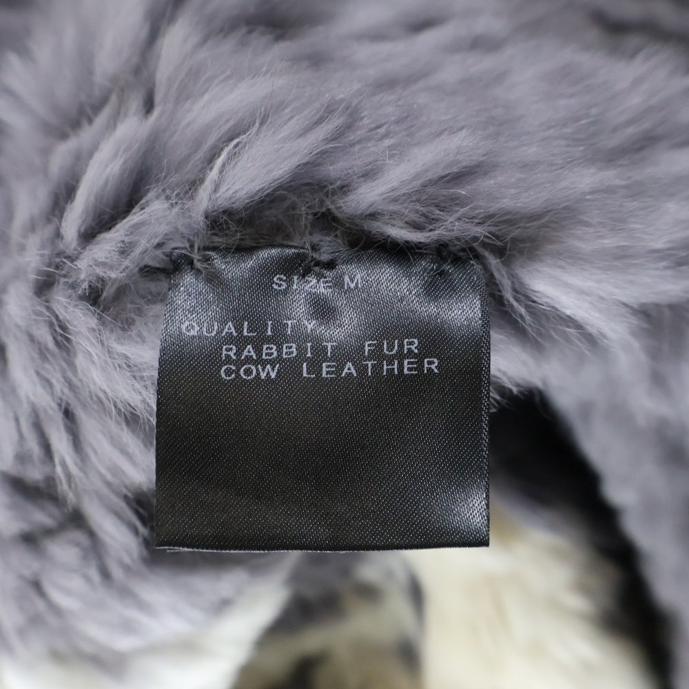 Coal Black(コールブラック) アームラインバックロゴデザイン レザー切り替え ジップアップ ファージャケット グレー